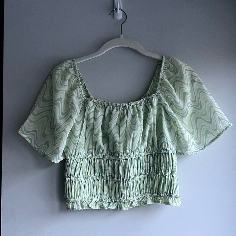 Hollister Light Green Swirl Blouse